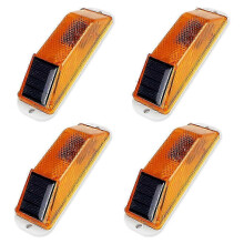 Solar Warning Lights, Bright Solar Strobe Lamp with Magnetic Base, Waterproof LED Beacon Safety Lights for Outdoor Use, 4 Pack, Yellow