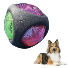 Dog Toy Ball with LED Light and Squeaker, Glow in Changing Colours, Thermoplastic Rubber, Durable Interactive Play Ball for Dogs