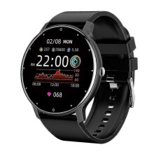 Slim horloge voor heren met bloedsuiker-, bloeddruk-, fitness-, hartslag- en slaapmeting, zwarte siliconen band