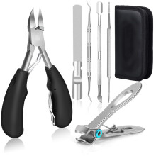 Coupe-ongles en acier inoxydable pour ongles épais et incarnés, manche antidérapant souple et lime à ongles, adapté aux seniors