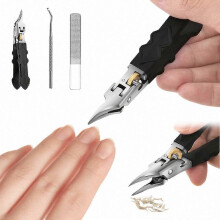 Coupe-ongles à lame courbée avec long manche pour ongles épais et incarnés, ensemble en acier inoxydable