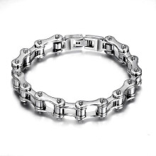 Punk-Armband aus Edelstahl für Herren, Kettenstil für Motorrad und Fahrrad, Silberfarben, 21,6 cm