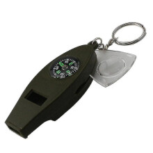 4-in-1 Compass Thermometer Whistle Magnifier for Travel Camping Hiking Climbing Outdoor Sports Black 1 Pack