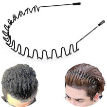 Metall-Haarband für Damen und Herren, Unisex, schwarzes, gewelltes Sport-Stirnband für Frühling und Sport, strapazierfähig, leicht und bequem