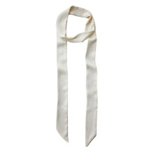 Silk Feel Skinny Scarf for Women, Elegant Neck Tie, Neckerchief, Photo Prop, Soft Lightweight White Scarf