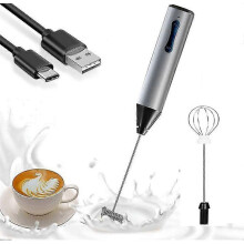 Portable Electric Milk Frother USB Charging Stirrer 2 Adjustable Speeds for Latte Cappuccino Egg Beating Coffee
