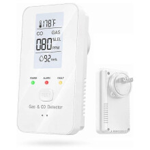 4 in 1 Gas Detector CO Alarm Carbon Monoxide and Gas Leak Detector with Temperature and Humidity Monitor Digital Display Plug In Home Safe