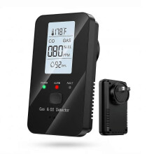 4-in-1 Gas Detector with CO Alarm, Carbon Monoxide and Gas Leak Detection, Temperature and Humidity Monitor, Digital Display, Plug-In Home