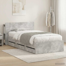 vidaXL Bed Frame with Storage with Headboard Concrete Grey 75 x 190 cm