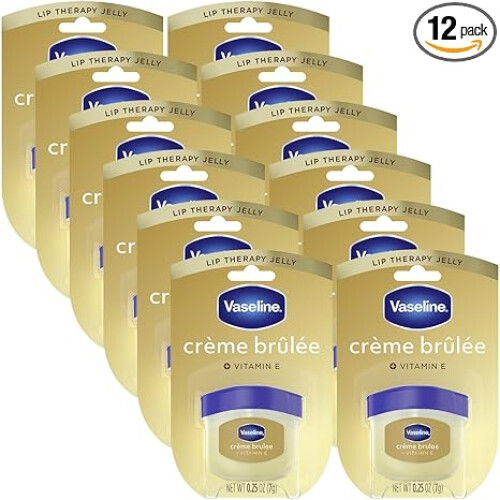 Vaseline Vaseline Lip Therapy Creme Brulee Mini 12-Pack - Moisturizing Lip Balm for Soft, Smooth Lips, 0.25 Oz Ea