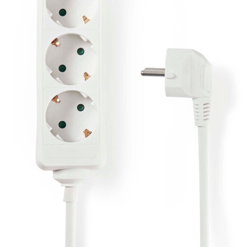 3-Way Extension Socket, Type F, 3m, 3680W, White