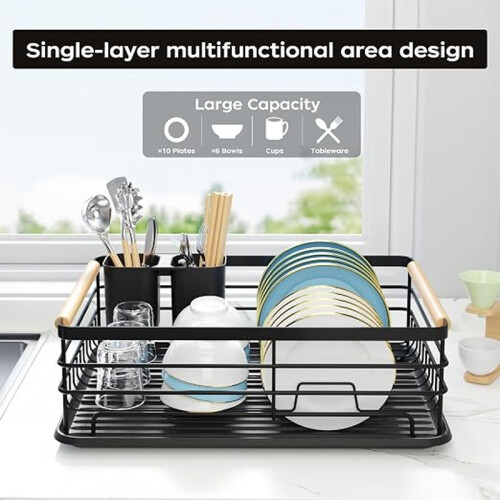Dish Drying Rack Kitchen Counter Small Metal Dish Rack Black 1