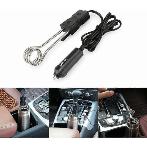 Riscaldatore ad immersione automatico 12 V per auto per caffè e liquidi, asta elettrica portatile nera 1