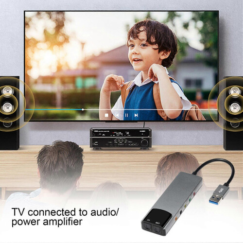 USB Fiber Optic SPDIF External Sound Card for Computer, Multifunction Audio Adapter Supporting AC-3 Digital Output 2