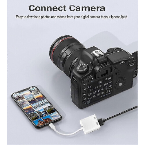 USB Camera Adapter with Lightning Connector and Charging Port MFi Certified OTG Solution for iPhone and iPad 2