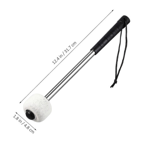 2 Pcs Drum Mallets with Stainless Steel Handle, Wool Felt Head Drumsticks for Percussion Instruments 1