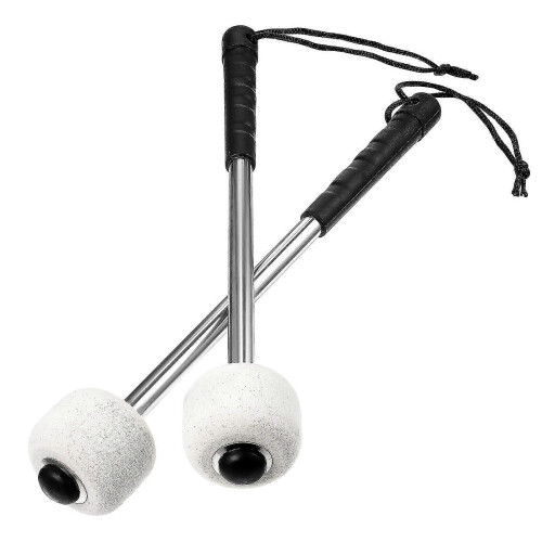 2 Pcs Drum Mallets with Stainless Steel Handle, Wool Felt Head Drumsticks for Percussion Instruments 2