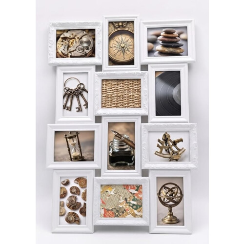 12 Multi Ornate Wall Photo Frame White 58x45Cm 2