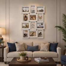 12 Multi Ornate Wall Photo Frame White 58x45Cm