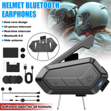 Bluetooth 6.0 Motorcycle Helmet Headset Wireless Call Motorbike Headphone w/Mic