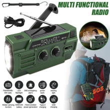 Portable Wind Up Solar USB Rechargeable Hand Crank AM FM Radio Light 4000mAh