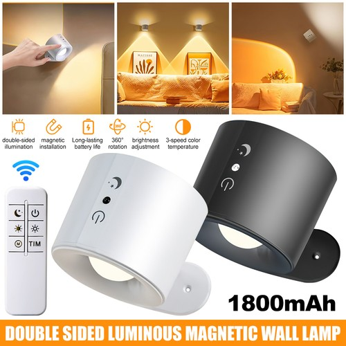 Rechargeable LED Wall Sconce Lights Magnetic Wall Mounted Night Lamp With Remote