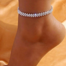 Women Beach Boho Sterling Silver Bracelet Anklet Shiny Diamond Cut Chain Anklets