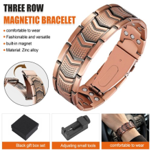 Zinc Alloy 3 rows Strong Magnetic Therapy Bracelet For Arthritis Pain Relief