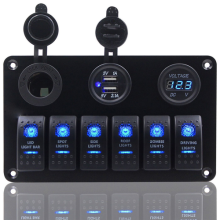 UK 6 Gang ON-OFF Toggle Switch Panel 2USB 12V for Car SUV Marine RV Truck Camper