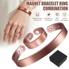 Copper Bracelet &Ring Set Magnetic Arthritis Therapy Energy Healing Pain Relief