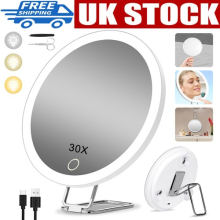 30x Magnifying USB Makeup Cosmetic Beauty Mirror with LED Light Portable Travel