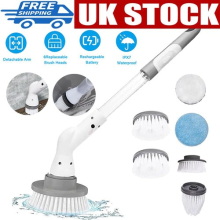 6 IN 1 Electric Spin Scrubber Cordless Rotating Cleaning Brush Bathroom Kitchen