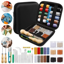 Leather Sewing Kit Hand Stitching Craft Tools Kit Awl Waxed Thread Needles DIY