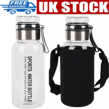 1L Glass Water Bottle BPA Free Sport Gym Drink Flask w/ Stainless Steel Strainer