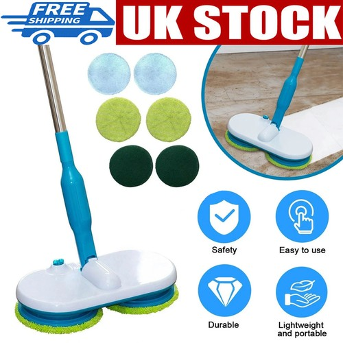 Electric Floor Mop Cordless Dual Spin Cleaner Kits Handle Floor Scrubber Tools