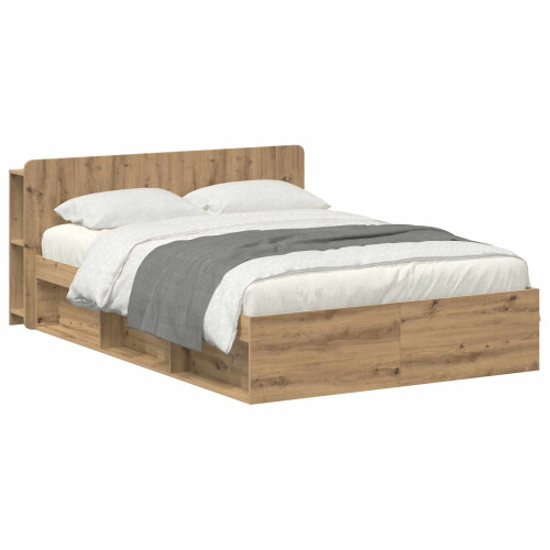 VidaXL vidaXL Bed Frame with Storage Artisan Oak 150 x 200 cm Engineered Wood 1