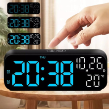 Digital LED Large Display Alarm Clock USB/Battery Operated Mirror Face Design UK