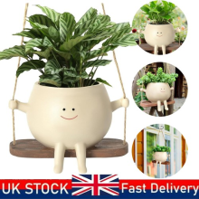 Cute Swing Face Planter Pot Garden Plant Yard Hanging Potted Plant Flower Pot UK