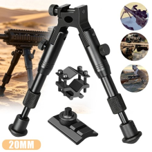 Adjustable 6 Inch Rifle Bipod Flat-Top Adjustable 20mm Rail Clamp + Tube Clip