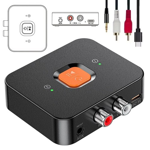 Wireless Bluetooth 6.0 Receiver RCA AUX Music Audio Adapter Single-Key Control