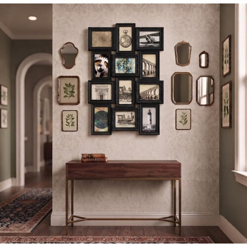 12 Multi Ornate Wall Photo Frame Black 58x45Cm 1
