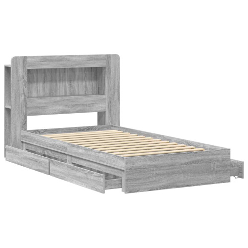 VidaXL vidaXL Bed Frame with Storage Grey Sonoma 100 x 200 cm Engineered Wood 1
