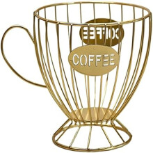 Coffee Pod Holder Large Capacity Metal Countertop Organizer Gold