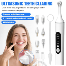 Powerful Tooth Polisher Electric Plaque Remover Teeth Whitening 6 Heads 5 Modes