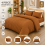 (Rust, Single) Duvet Cover Set with Fitted Sheet & Pillowcases 1