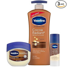 Vaseline Intensive Care Cocoa Radiant Lotion, 20.3 oz Bundled with Moisturizing Healing Jelly Butter, 7.5 and Shimmer Stick, 1.4 oz