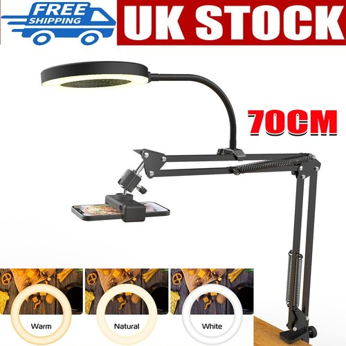 Adjustable Overhead Phone Camera Mount with Ring Light Tripod Scissor Arm Stand 1