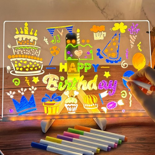 LED Note Board with Night Light & 7 Colored Pens - Kids Drawing & Message Board 1