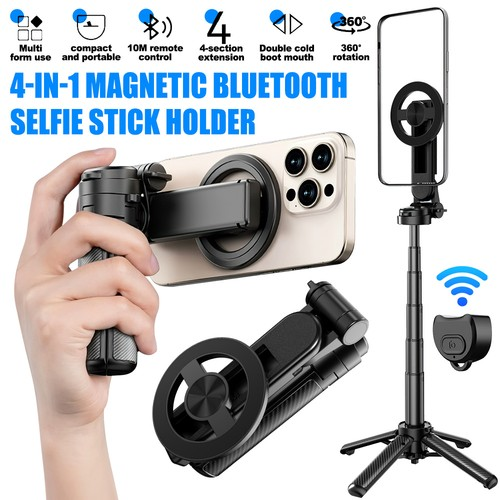 4in1 Magnetic Bluetooth Selfie Stick Holder Handheld Tripod Stand for iPhone 1