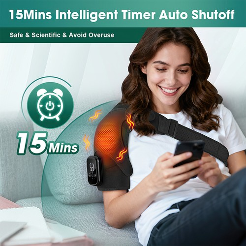 Electric Shoulder Massager Pain Relief with 3 Heating 3 Vibration Modes & Timer 1